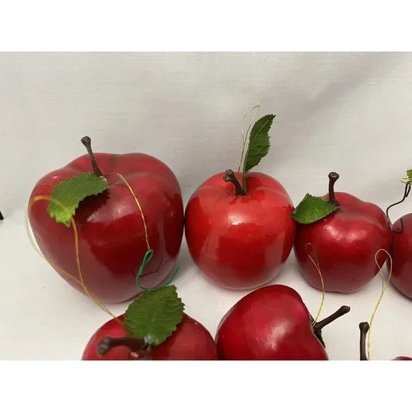 Apple Ornaments Artificial Faux Realistic Fruit Red Delicious Lot of 12 - Picture 3 of 4